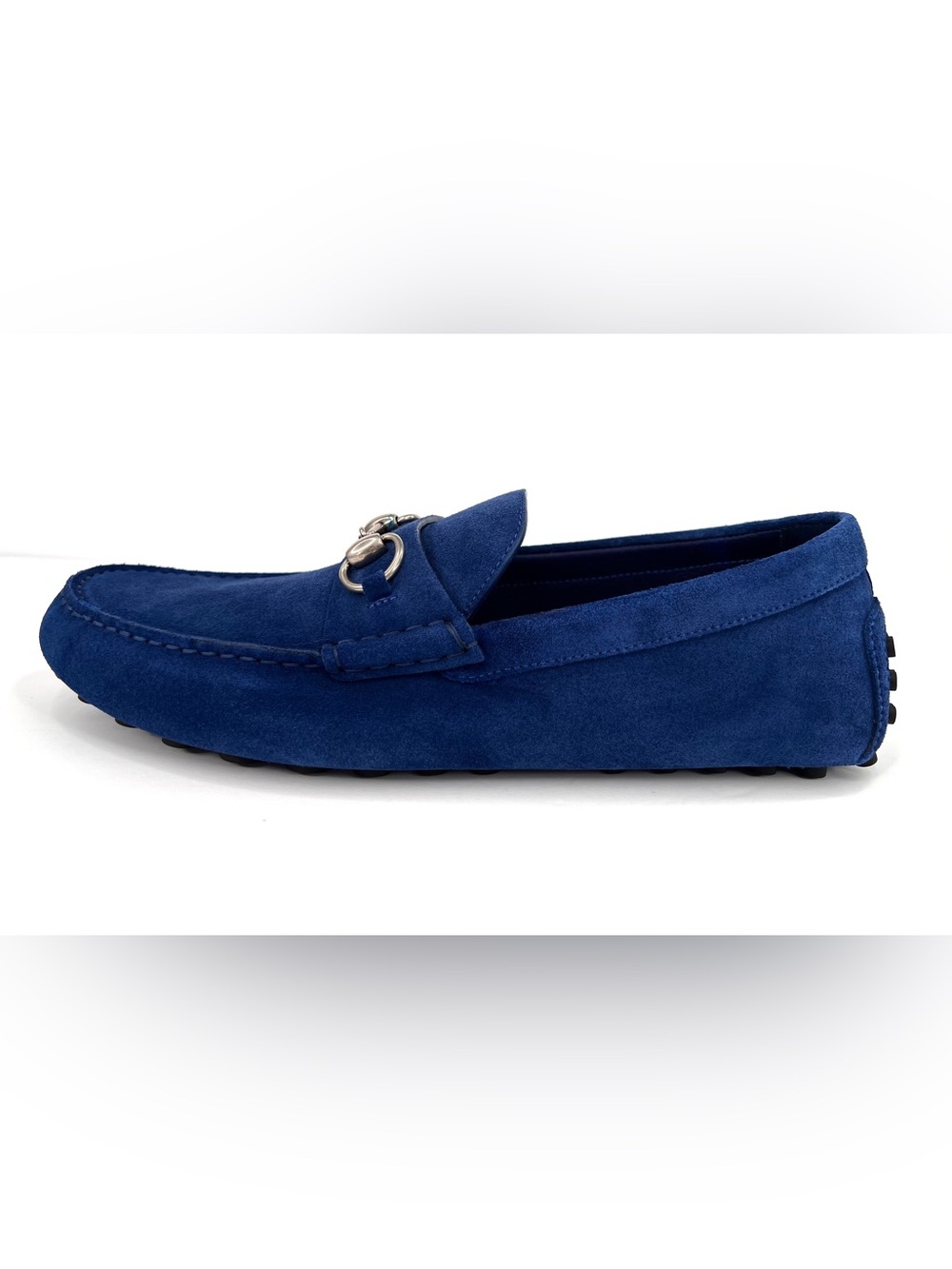 Gucci Men Byorn Horsebit Blue Suede Driver Logo Loafers UK 9.5 - US 10 - EU 43.5 - Picture 10 of 11
